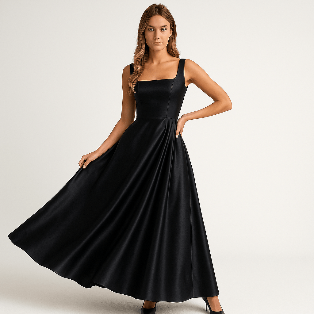 Lavinque Dress Noir / S Robe Blanche Longue | Décolleté Carré | Élégance Fluide