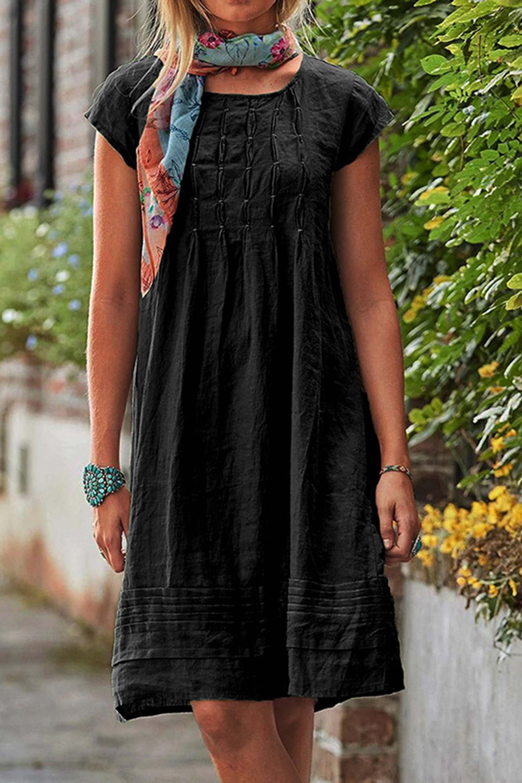 Lavinque Dress Noir / S Robe Bohème en Coton | Légèreté &  Élégance Décontractée | Idéale pour l’Été