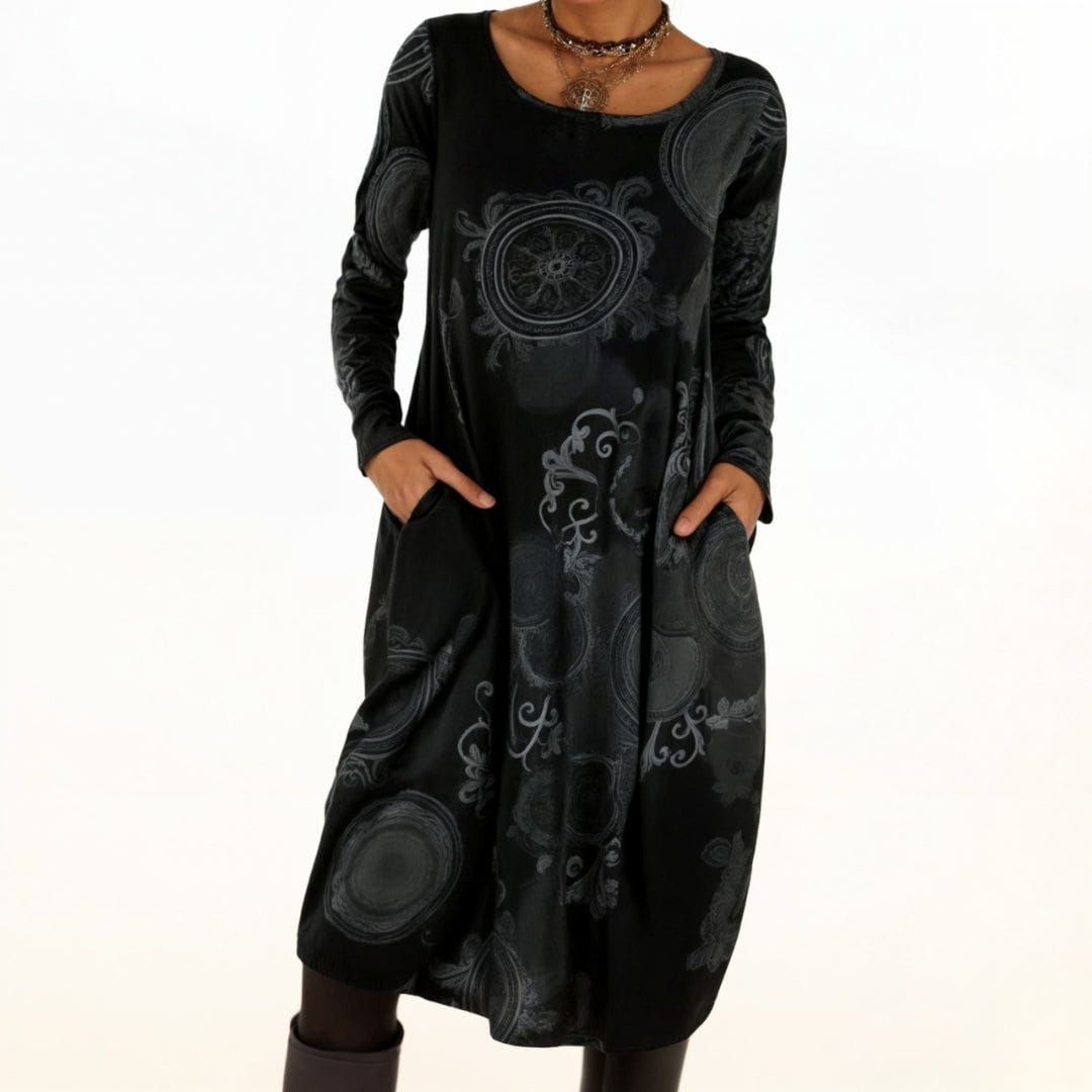 Lavinque Dress Noir / S Robe Bohème | Manches Longues | Confort et Élégance Ethnique