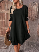 Lavinque Dress Noir / S Robe Bohème Volants | Été | Légère et Élégante