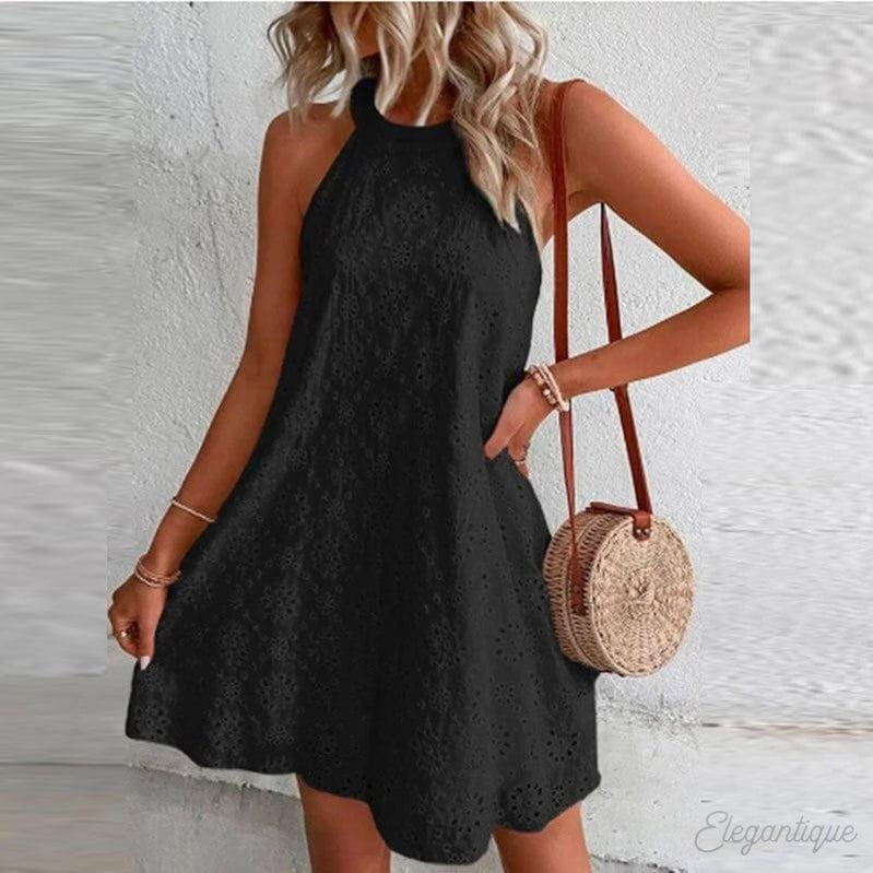 Lavinque Dress Noir / S Robe Brodée Blanche | Été | Légère et Romantique