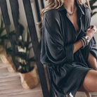 Lavinque Dress Noir / S Robe Chemise Blanche | Décontractée | Légère et Intemporelle