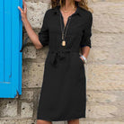 Lavinque Dress Noir / S Robe Chemise Ceinturée | Élégante | Chic et Polyvalente