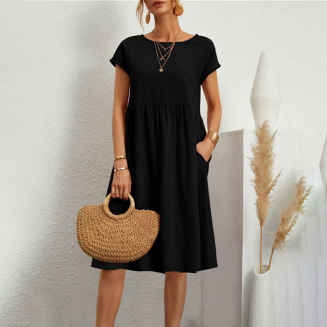 Lavinque Dress Noir / S Robe d'Été en Coton | Ample | Légère et Décontractée