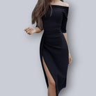 Lavinque Dress Noir / S Robe Fendue Épaules Dénudées | Noire Élégante | Séduisante et Intemporelle