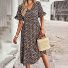 Lavinque Dress Noir / S Robe Longue Bohème | Fleurie et Fluide | Élégante et Décontractée