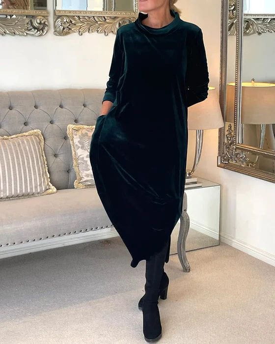 Lavinque Dress Noir / S Robe Longue en Velours | Coupe Ample & Élégante | Confort et Raffinement