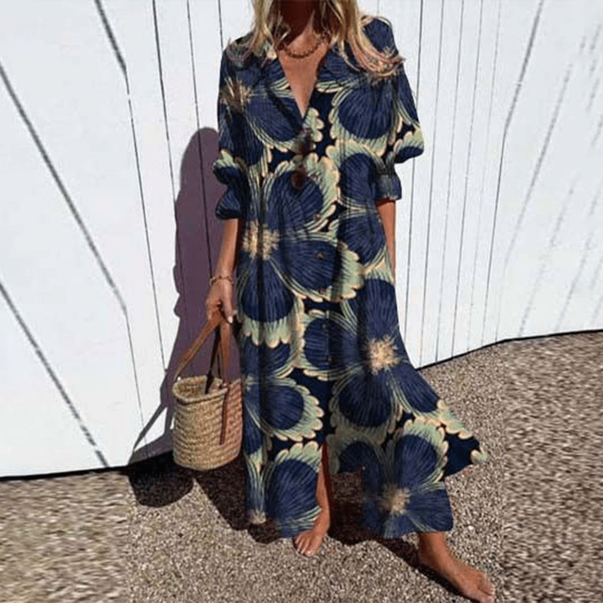Lavinque Dress Noir / S Robe Longue Fluide | Imprimé Coloré | Élégance Bohème