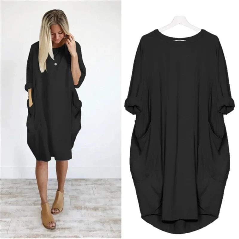 Lavinque Dress Noir / S Robe Oversize à Manches Longues | Confort Élégance Décontractée