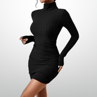 Lavinque Dress Noir / S Robe Pull Col Roulé | Noire | Ajustée et Élégante