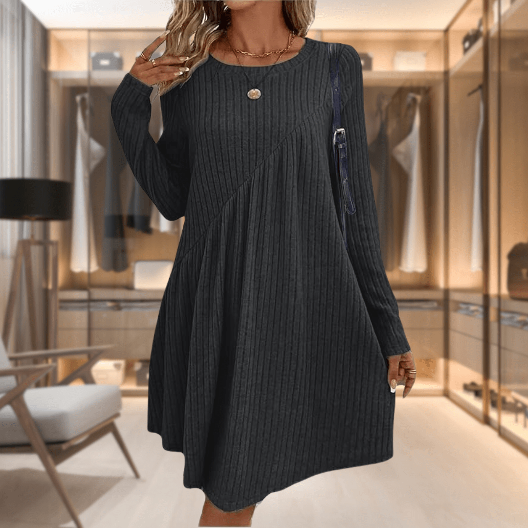 Lavinque Dress Noir / S Robe Pull Hiver | Maille Côtelée | Confort et Élégance