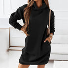 Lavinque Dress Noir / S Robe Sweat à Capuche | Confort | Décontractée et Tendance