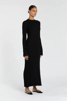 Lavinque Dress Noir / XS Robe Longue Côtelée | Beige | Minimaliste et Élégante