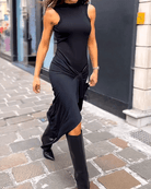 Lavinque Dress Noir / XS Robe Longue Fendue Sans Manches | Élégance | Style et Sensualité