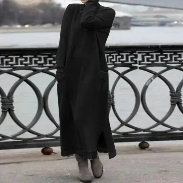 Lavinque Dress Noir / XS Robe Longue Hiver en Laine | Chaude et Élégante | Style Décontracté Chic