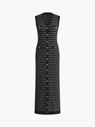 Lavinque Dress Noir / XS Robe Longue Rayée | Sans Manches | Chic et Décontractée