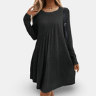 Lavinque Dress Noir / XS Robe Pull Ample | Beige Côtelé | Décontractée et Douillette
