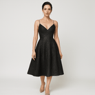 Lavinque Dress Noir / XS Robe Rose Poudré | Fines Bretelles & Décolleté Cœur | Élégance Féminine Mi-Longue