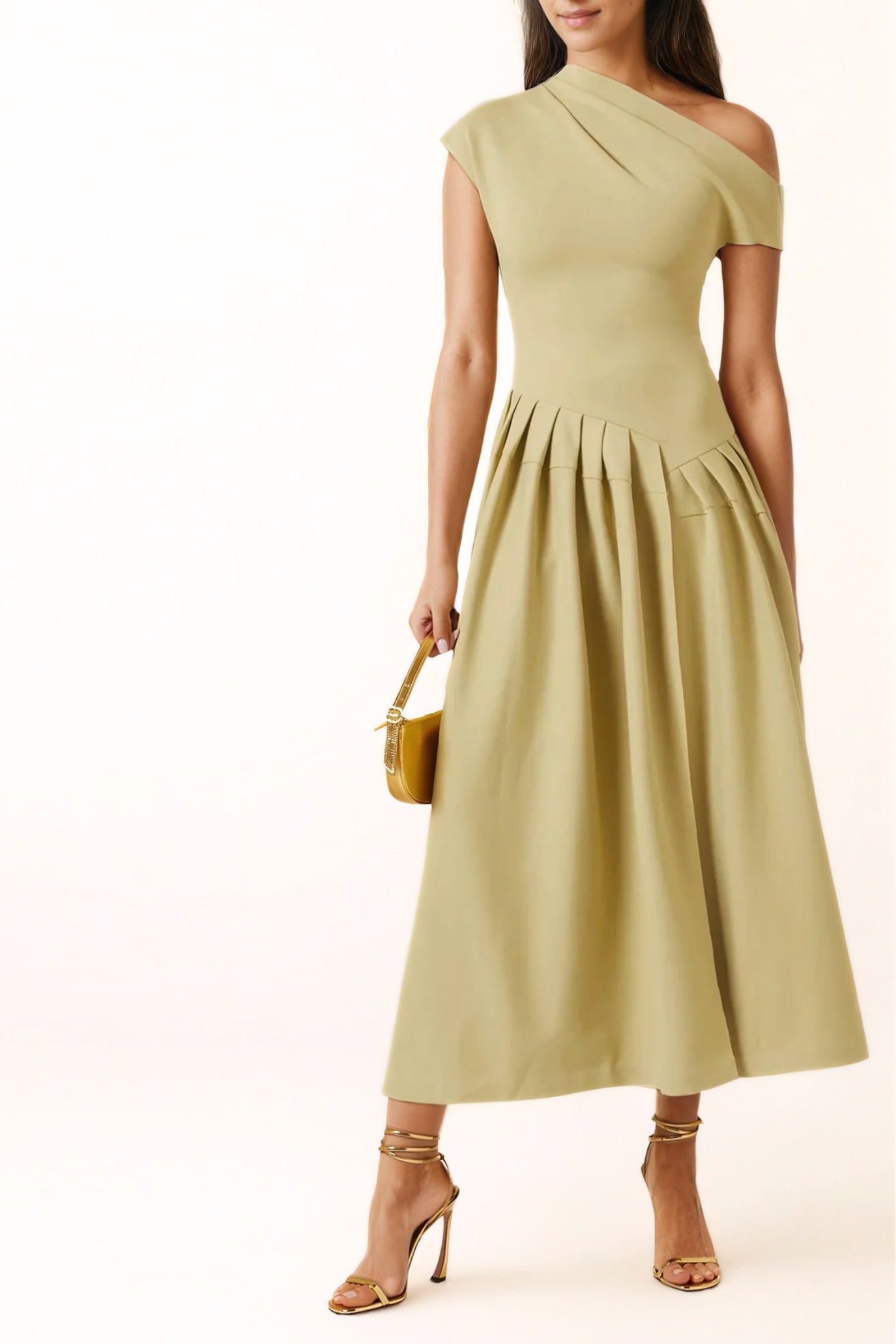 Lavinque Dress Olive / XS Robe Noire Asymétrique | Élégante | Moderne et Intemporelle