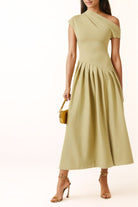 Lavinque Dress Olive / XS Robe Noire Asymétrique | Élégante | Moderne et Intemporelle