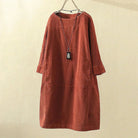 Lavinque Dress Orange foncé / M Robe Ample en Velours Côtelé | Style Bohème | Chaleur et Élégance Décontractée