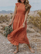 Lavinque Dress Orange foncé / S Robe Longue Bohème Smockée | Romantique | Fluide et Confortable