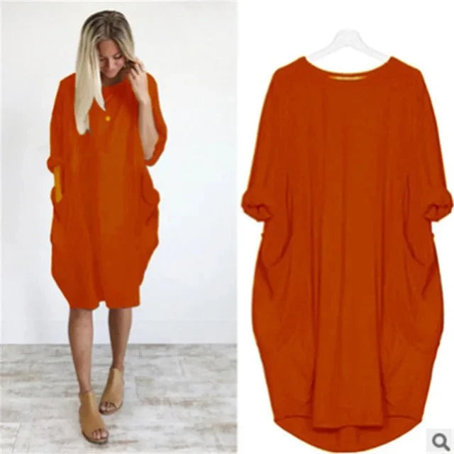 Lavinque Dress Orange / S Robe Oversize à Manches Longues | Confort Élégance Décontractée