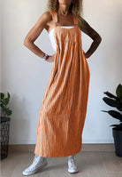 Lavinque Dress Orange / S Robe Salopette Longue | Rayée et Décontractée | Style Bohème Chic