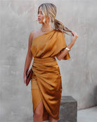 Lavinque Dress Orange / S Robe Satinée Asymétrique | Élégante | Fluide et Sophistiquée