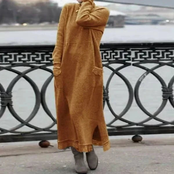 Lavinque Dress Orange / XS Robe Longue Hiver en Laine | Chaude et Élégante | Style Décontracté Chic