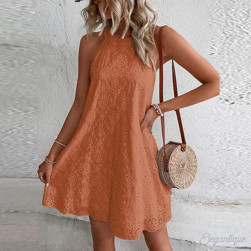 Lavinque Dress Pêche / S Robe Brodée Blanche | Été | Légère et Romantique