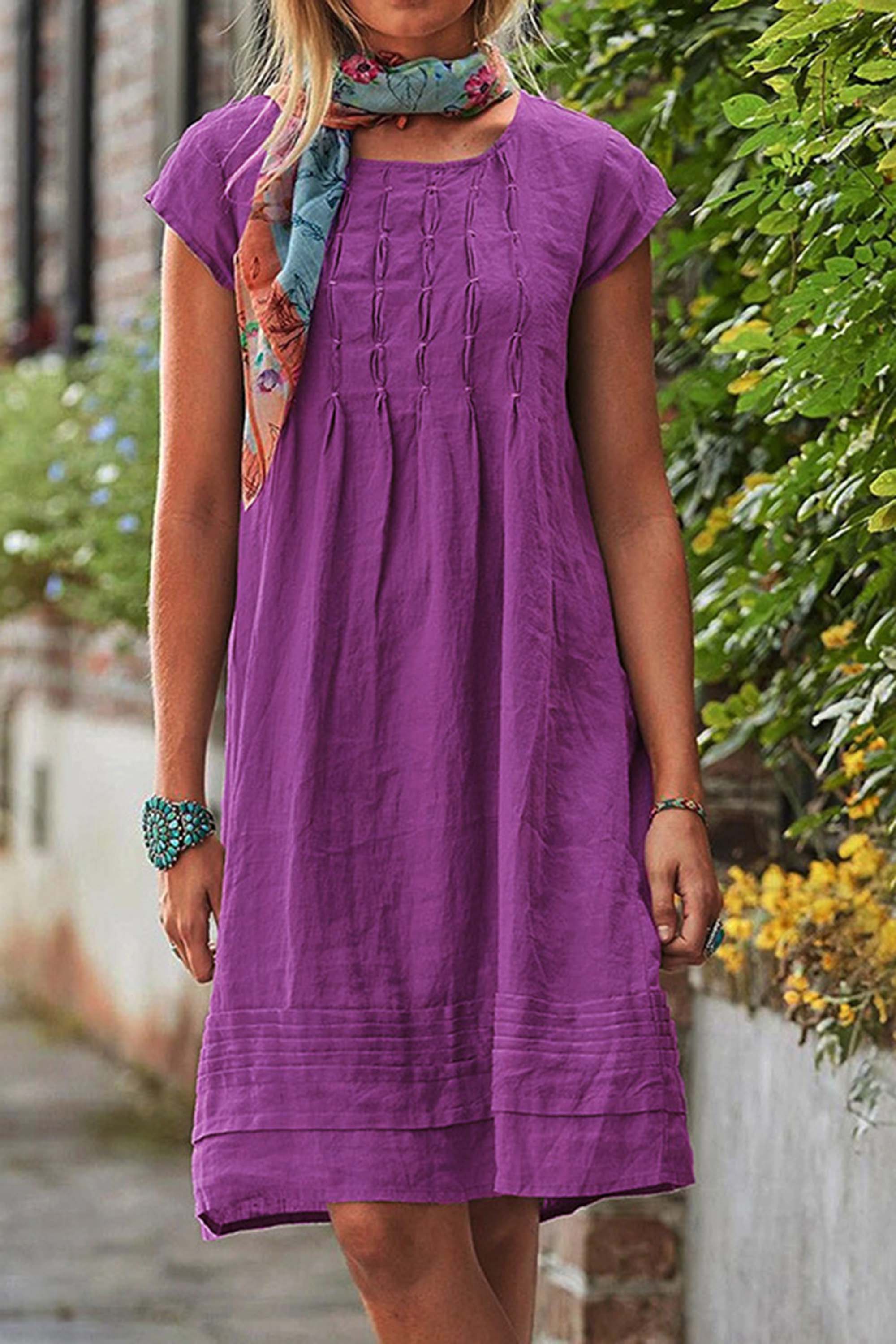 Lavinque Dress Pourpre / S Robe Bohème en Coton | Légèreté &  Élégance Décontractée | Idéale pour l’Été