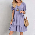 Lavinque Dress Pourpre / S Robe Courte Évasée Lilas | Bohème | Légère et Décontractée