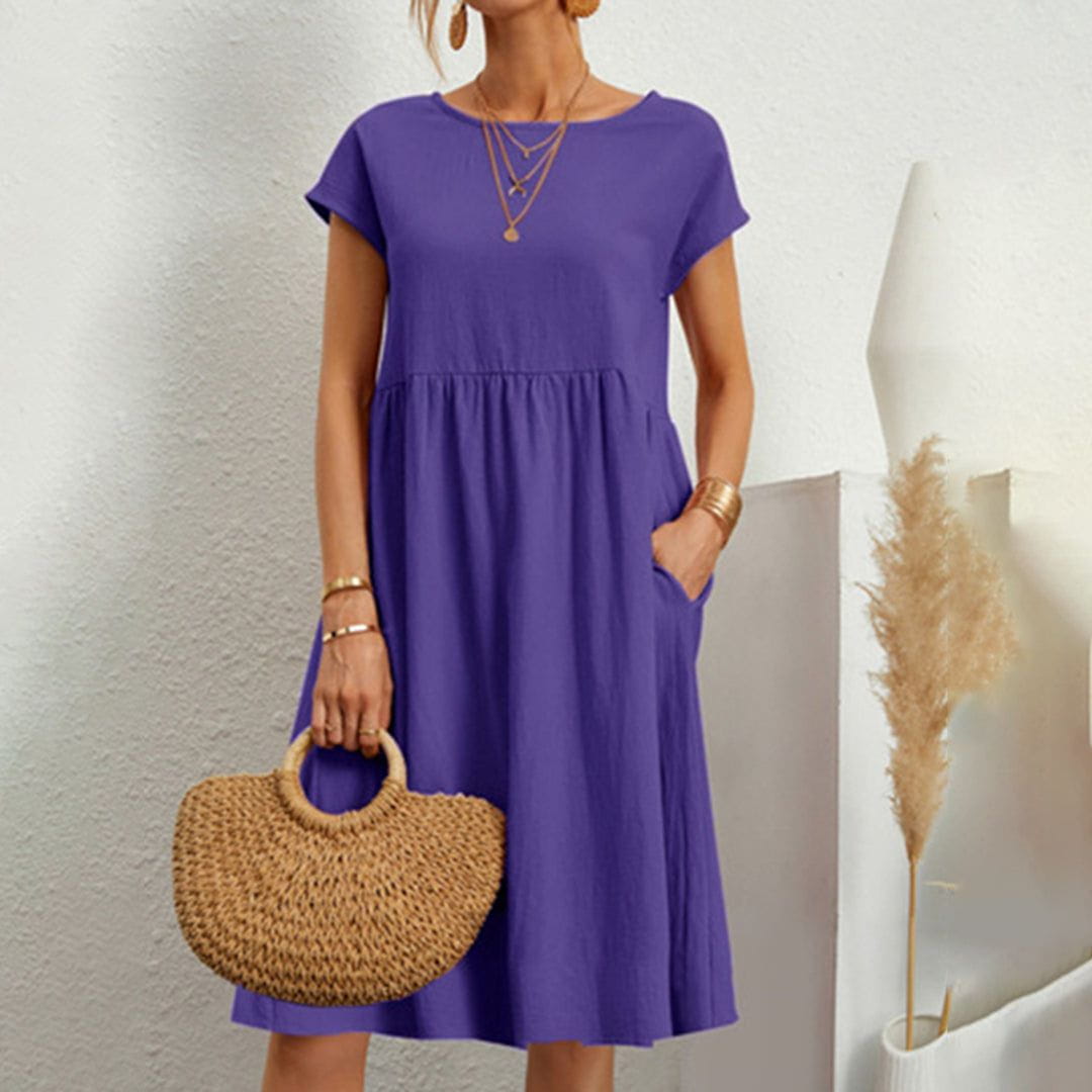 Lavinque Dress Pourpre / S Robe d'Été en Coton | Ample | Légère et Décontractée