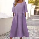 Lavinque Dress Pourpre / S Robe Grise Décontractée | Coupe Ample | Boutons Décoratifs