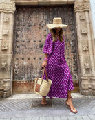 Lavinque Dress Pourpre / S Robe Longue Bohème | Fluide | Imprimé Vintage et Élégant