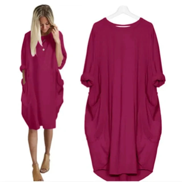 Lavinque Dress Pourpre / S Robe Oversize à Manches Longues | Confort Élégance Décontractée