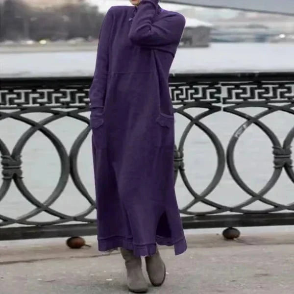 Lavinque Dress Pourpre / XS Robe Longue Hiver en Laine | Chaude et Élégante | Style Décontracté Chic