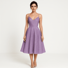 Lavinque Dress Pourpre / XS Robe Rose Poudré | Fines Bretelles & Décolleté Cœur | Élégance Féminine Mi-Longue