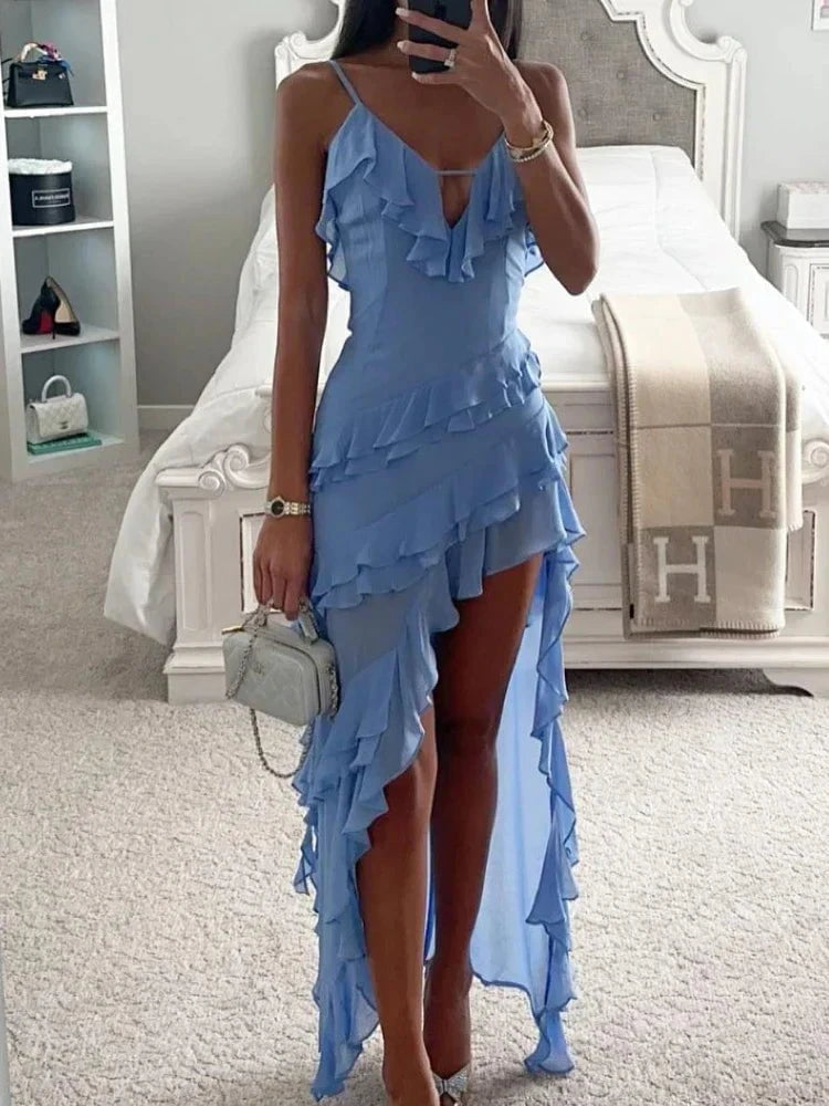 Lavinque Dress Robe Asymétrique à Volants | Élégante | Glamour et Féminine