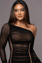 Lavinque Dress Robe Asymétrique Beige | Moulante | Audacieuse et Élégante