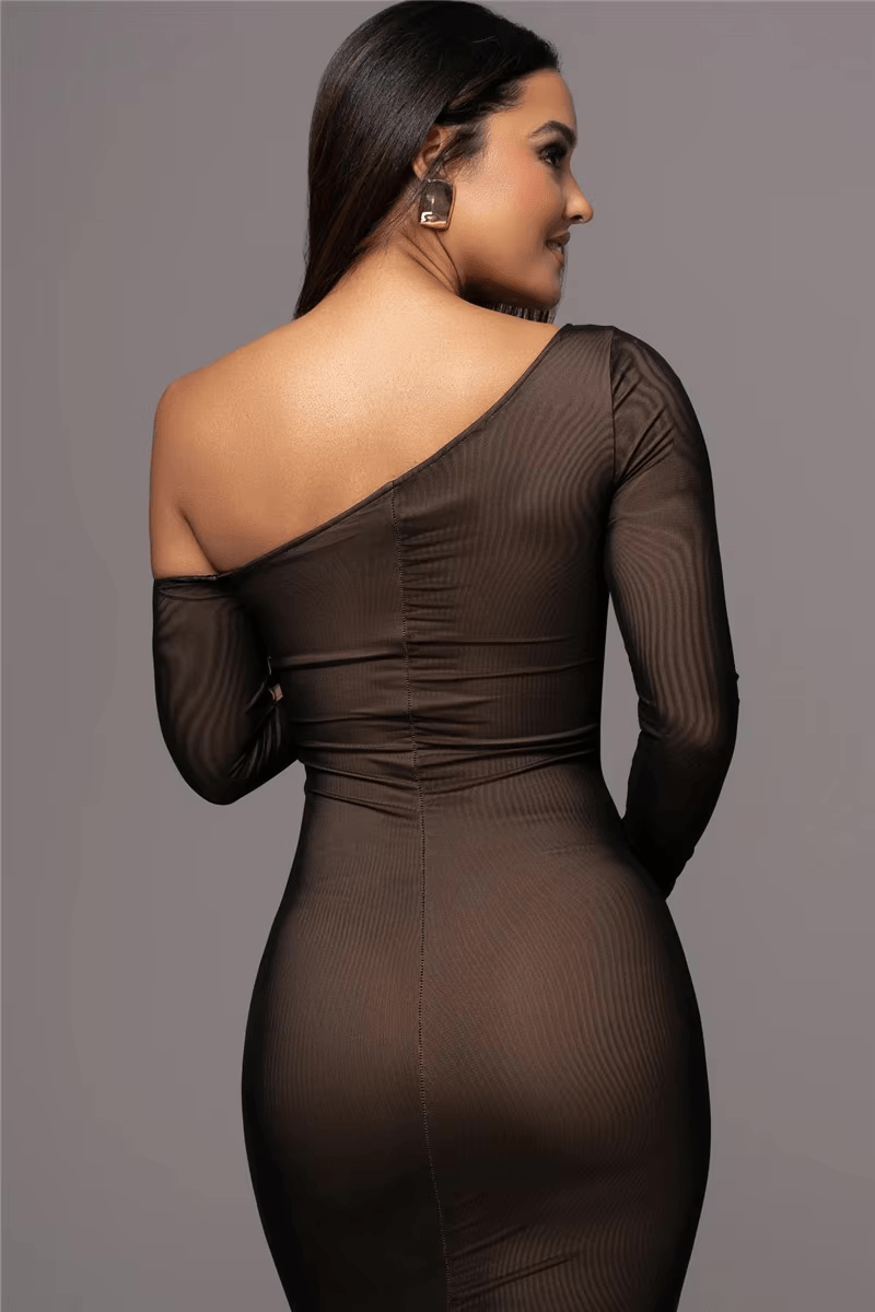 Lavinque Dress Robe Asymétrique Beige | Moulante | Audacieuse et Élégante