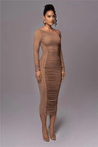 Lavinque Dress Robe Asymétrique Beige | Moulante | Audacieuse et Élégante