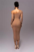 Lavinque Dress Robe Asymétrique Beige | Moulante | Audacieuse et Élégante