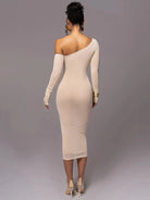 Lavinque Dress Robe Asymétrique Beige | Moulante | Audacieuse et Élégante