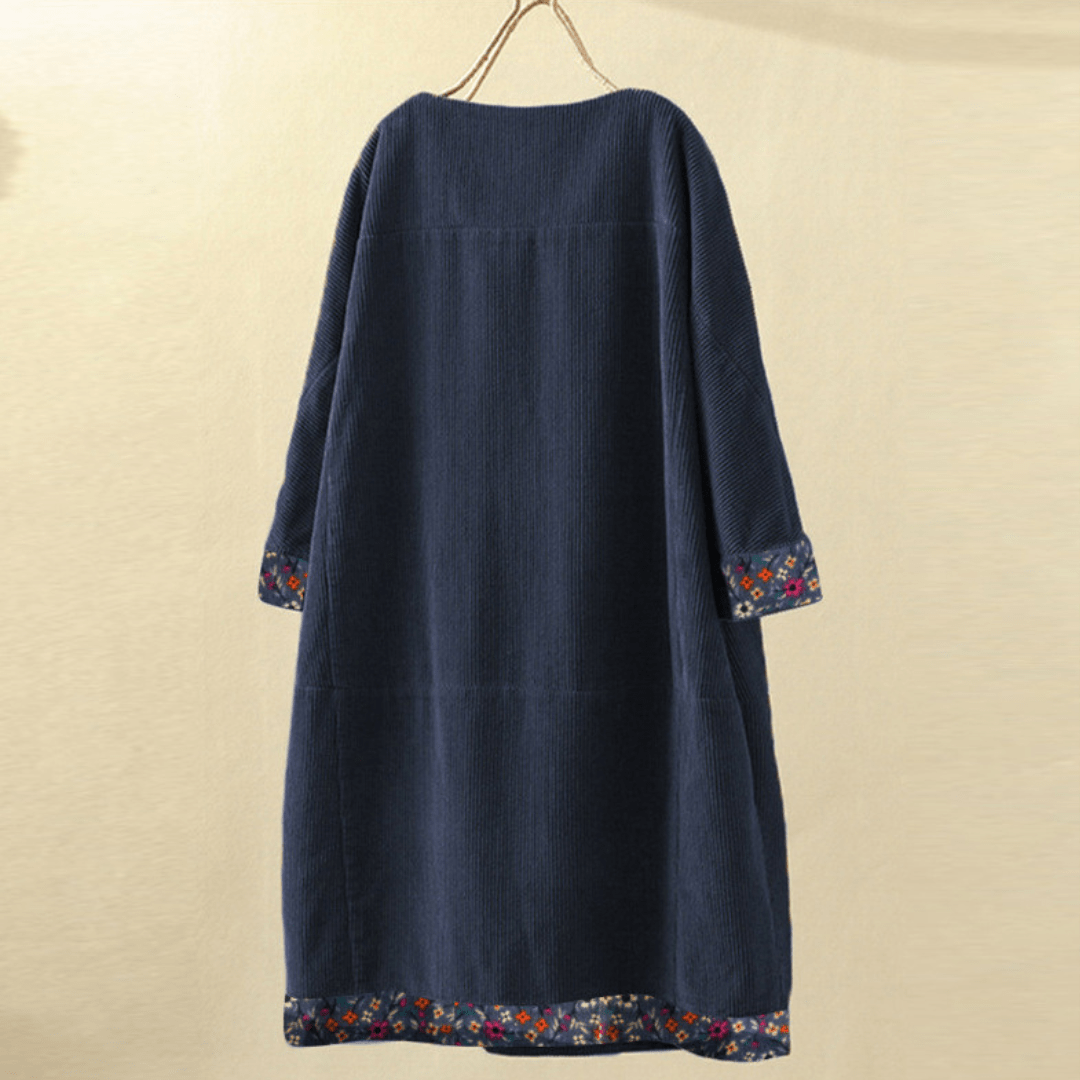 Lavinque Dress Robe Bohème Bleu Marine | Détails Imprimés Ethniques | Coupe Ample Confort