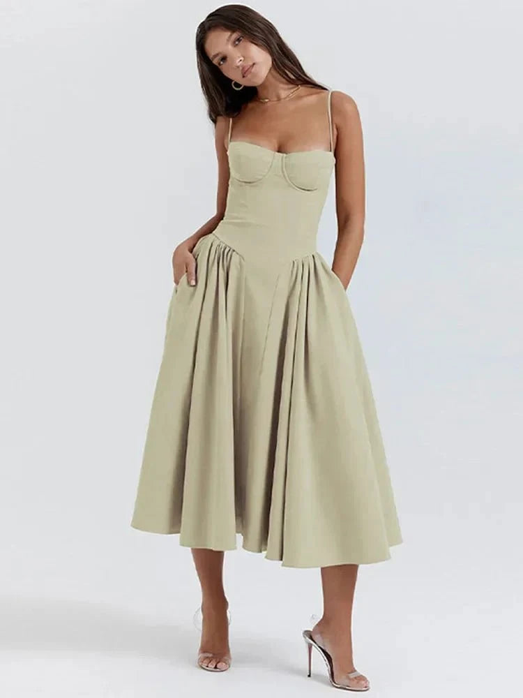Lavinque Dress Robe Bustier Évasée | Élégance Vintage | Structurée et Féminine