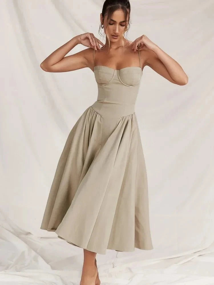 Lavinque Dress Robe Bustier Évasée | Élégance Vintage | Structurée et Féminine
