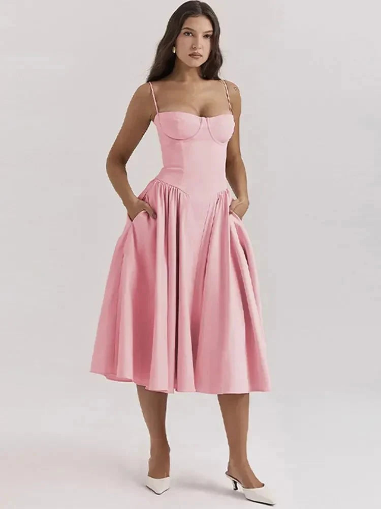 Lavinque Dress Robe Bustier Évasée | Élégance Vintage | Structurée et Féminine