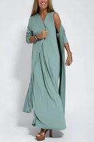 Lavinque Dress Robe + cardigan / Vert / S Robe Longue Fluide | Élégante | Minimaliste et Aérienne